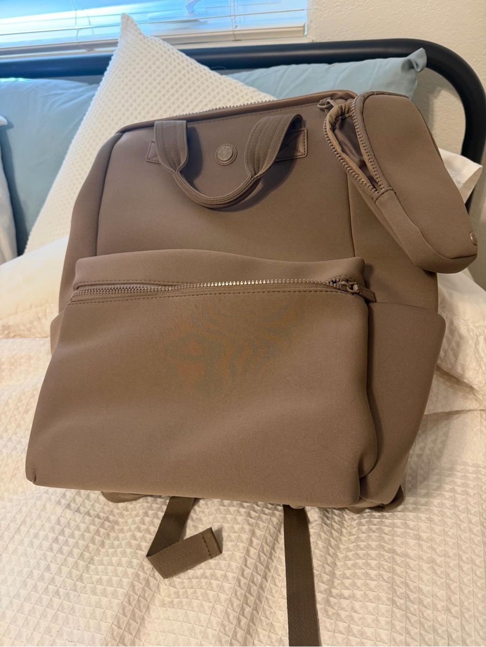 Max Studio Taupe Neoprene Backpack Tote